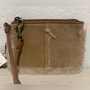 COACH NWT SUEDE AND SHEARLING WRISTLET